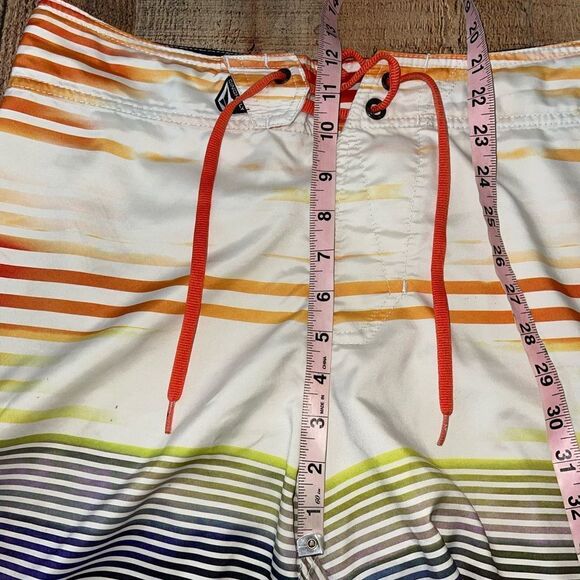 Volcom Men's Colorful Striped Cargo Surf Swim Board Shorts Size 34 - Picture 8 of 10